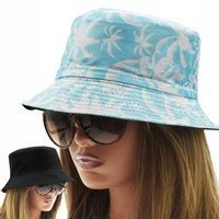 Letni KAPELUSZ wędkarski rybacki bucket hat DWUSTRONNY błękitny palmy