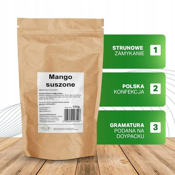 MANGO SUSZONE krojone 500g MANGO krojone 0,5kg zdjęcie 3