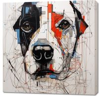 Obraz 90x90cm Przyrysowany Psiak