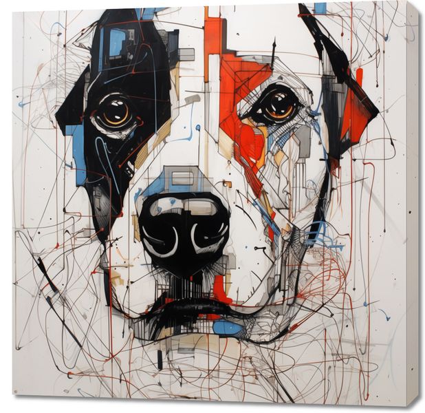 Obraz 90x90cm Przyrysowany Psiak zdjęcie 1