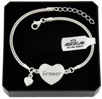 SREBRNA BRANSOLETKA DAMSKA SREBRO 925 DUŻE SERCE GRAWER NA PREZENT