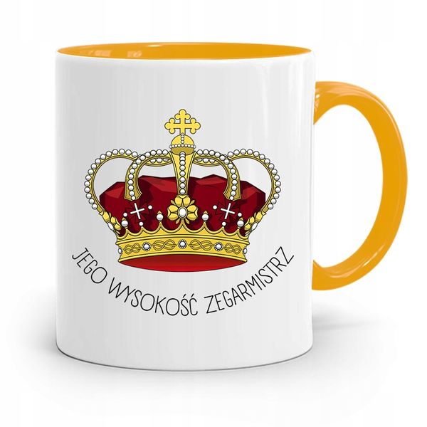 Kubek Żółty Dla Zegarmistrza Jego Wysokość Z Nadrukiem Ze Zdjęciem zdjęcie 1