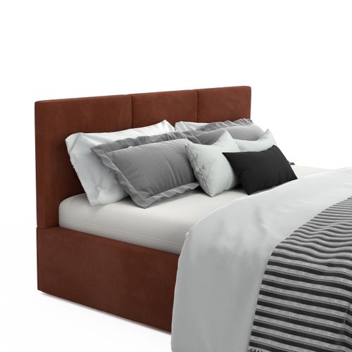 ŁÓŻKO TAPICEROWANE DO SYPIALNI 140x200 ŁÓŻKO PODWÓJNE Z POJEMNIKIEM MIODOWE na Arena.pl