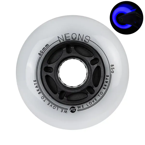 Zestaw 4 kółka świecące LED Powerslide Neons 80/85A Blue zdjęcie 4