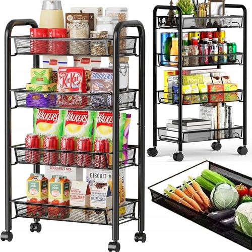 MOBILNY REGAŁ KUCHENNY ŁAZIENKOWY STOLIK NA KÓŁKACH METALOWY WÓZEK 4 na Arena.pl