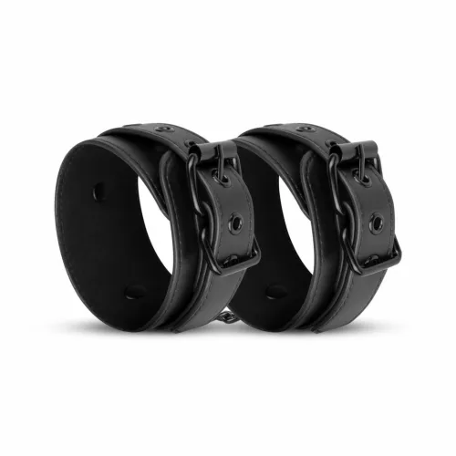 rimba black cuffs - regulowane mankiety z ekoskory, czarne na Arena.pl