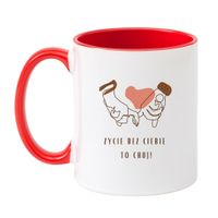 KUBEK "ŻYCIE BEZ CIEBIE TO CHUJ" Wzór - Klasyczny Biało-Czerwony 330 ml
