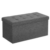 Pufa z pojemnikiem ciemnoszara 76x38 cm prostokątna ławka organizer