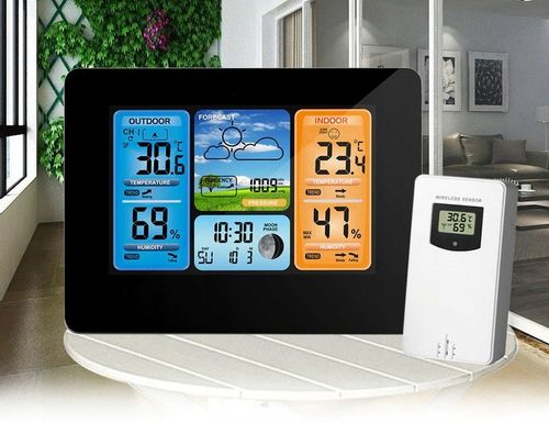 BEZPRZEWODOWA STACJA POGODOWA POGODY Higrometr Termometr Czujnik Zegar Data na Arena.pl