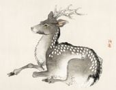 Plakat 65x50cm Elk, Kōno Bairei Japoński Vintage do Salonu