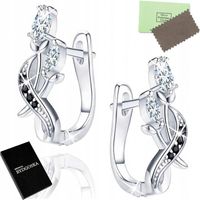 SREBRNE KOLCZYKI DLA KOBIETY KWIATKI CZARNE KOLCZYKI ANGIELSKIE SREBRO 925