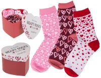 Skarpetki w Serduszka - 3 Pary w Ozdobnym Pudełeczku dla Niej rozmiar 36-42