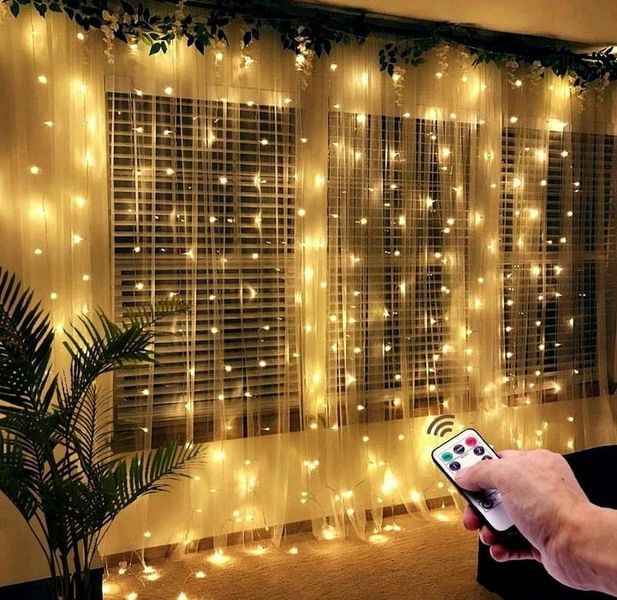 KURTYNA ŚWIETLNA 200 LED DRUCIKI 2x2m BIAŁY CIEPŁY 200L USB PILOT zdjęcie 9