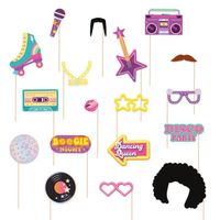 Akcesoria rekwizyty gadżety do zdjęć kolorowe Retro Disco, 18 szt.