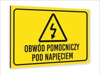 Tabliczka znak informacyjny dibond nadruk UV 30x20 OBWÓD POD NAPIĘCIEM