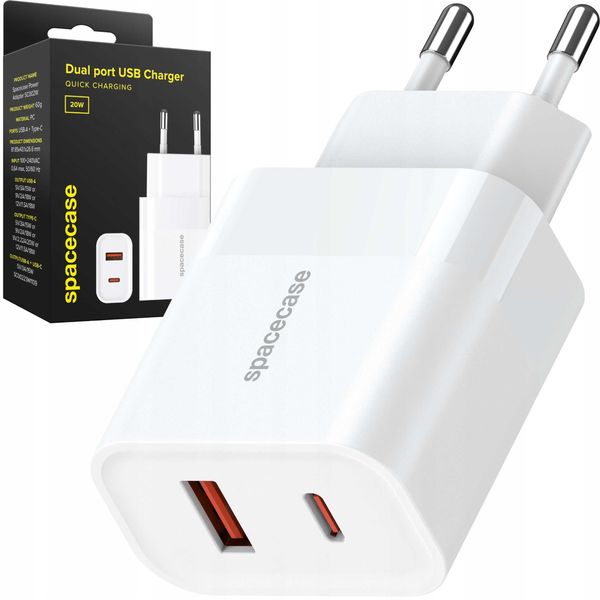Spacecase USB Charger 20W SC002W white zdjęcie 1
