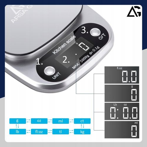 PRECYZYJNA WAGA KUCHENNA 5000g I 0,1g WYŚWIETLACZ LCD JUBILERSKA BATERIE na Arena.pl