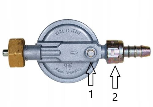 WŁOSKI REDUKTOR butli z ZAWOREM wypływu gazu +BEZPIECZNIK termiczny na Arena.pl