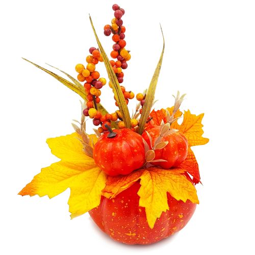 STROIK JESIENNY DYNIA Z KWIATAMI JESIENNA DEKORACJA STROIK NA STÓŁ 22 cm na Arena.pl