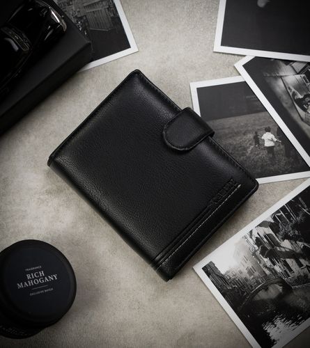 klasyczny portfel męski z eleganckimi przeszyciami - cavaldi na Arena.pl