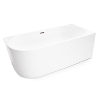 Wanna wolnostojąca przyścienna NAROŻNA PULA PRAWA 170 x 80 cm biała system przelewowy