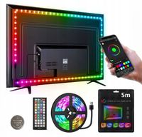 Taśma LED USB 5050 TV RGB 5M Ledy do Telewizora Podświetlenie PILOT APKA 5V