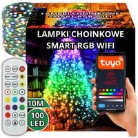 LAMPKI CHOINKOWE 100 LED WIFI SMART TUYA 10M MULTI KOLOR PILOT APLIKACJA