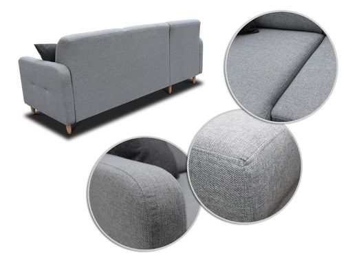 Narożnik z funkcją spania i pojemnikiem do salonu OSLO na nóżkach na Arena.pl