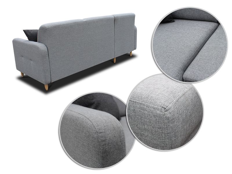 Narożnik z funkcją spania i pojemnikiem do salonu OSLO na nóżkach zdjęcie 6