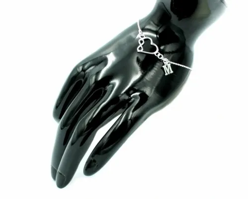 SREBRNA BRANSOLETKA DAMSKA Z SERCEM Z INFINITY + LITERKA *DO WYBORU na Arena.pl