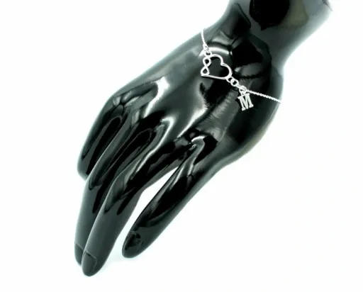 SREBRNA BRANSOLETKA DAMSKA Z SERCEM Z INFINITY + LITERKA *DO WYBORU zdjęcie 5