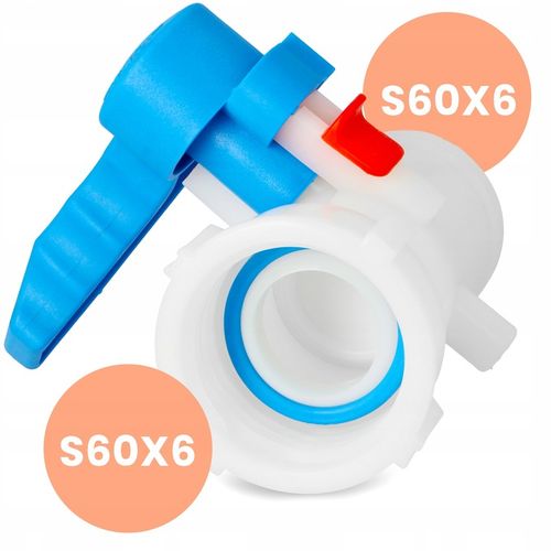 Zawór IBC Mauser MAUZER S60x6 MOTYLKOWY Kran Złącze Wylot Zbiornika na Arena.pl