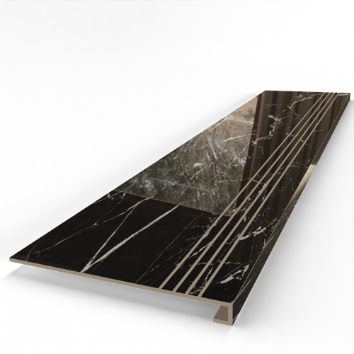 Gruba płytka schodowa z kapinosem 120x30 cm CZARNY MARMUR - POLEROWANA na Arena.pl