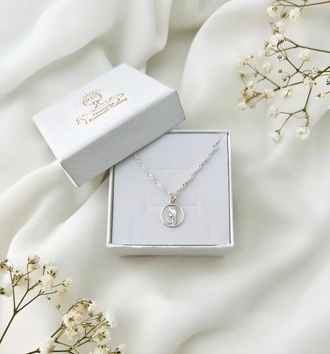 Łańcuszek srebrny medalik komunijny Matka Boska srebro 925 chrzest 45cm na Arena.pl