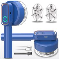 Golarka do Ubrań Tkanin Akumulatorowa USB 6 Ostrzy Niebieska Duża Moc