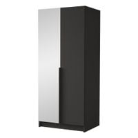 Szafa BONO II 100 cm z lustrem-pojemna garderoba-CZARNY+CZARNY