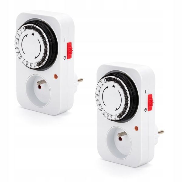2x PROGRAMATOR CZASOWY MECHANICZNY DO GNIAZDKA DOBOWY 24H 15-MIN ZESTAW zdjęcie 1