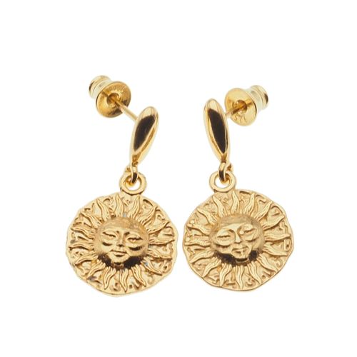 Kolczyki na wiszących sztyftach- słońce i srebro złocone na Arena.pl