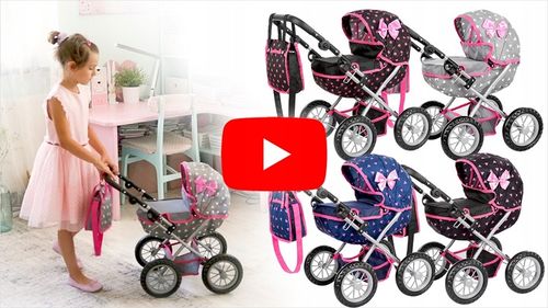 KINDERPLAY WÓZEK DLA LALEK GŁĘBOKI GONDOLA SKŁADANY TORBA REGULOWANA RĄCZKA na Arena.pl