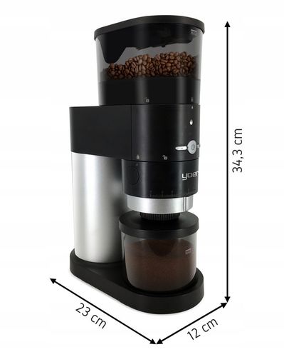 Elektryczny młynek kawy Żarnowy Yoer 150W AUTOMATYCZNY +43 Poziomy mielenia na Arena.pl