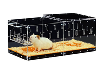 Klatka Akrylowa dla Gryzoni 61x30x24 cm Żółta Modułowa Zamknięta