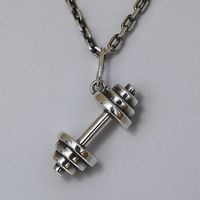 Fit Kolekcja - Zawieszka na łańcuszek srebrna sztangielka DUMBBELL 001