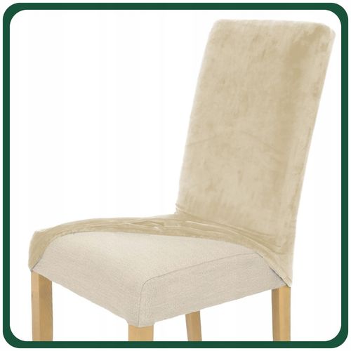 6 SZT POKROWIEC NA KRZESŁO Beż Kaszmirowy WELUR Elastyczny Gruby Pokrowce na Arena.pl