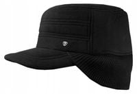 Czapka Jesienno-Zimowa Czarna Ciepła, z Daszkiem, Patrolówka - Pako Jeans