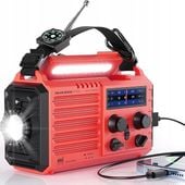 Radio Solarne z latarką, korbą i kompasem AM FM SOS przenośne powerbank