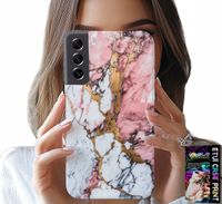 ETUI DO SAMSUNG GALAXY S21 - RÓŻOWO BIAŁY MARMUREK, KAMIENNE WZORY