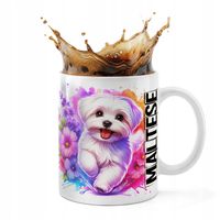 KUBEK CERAMICZNY 330ML DRUK - PIES PSY PIESEK RASA MALTAŃCZYK