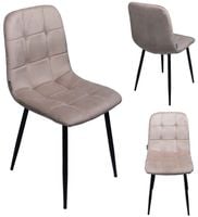 Krzesło tapicerowane welurowe do salonu jadalni velvet loft beżowe