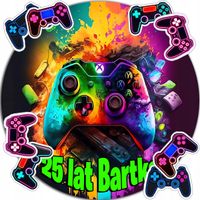 OPŁATEK NA TORT 20CM - GAMER PAD DEKORACJA URODZINOWA + IMIĘ 15CM 18CM