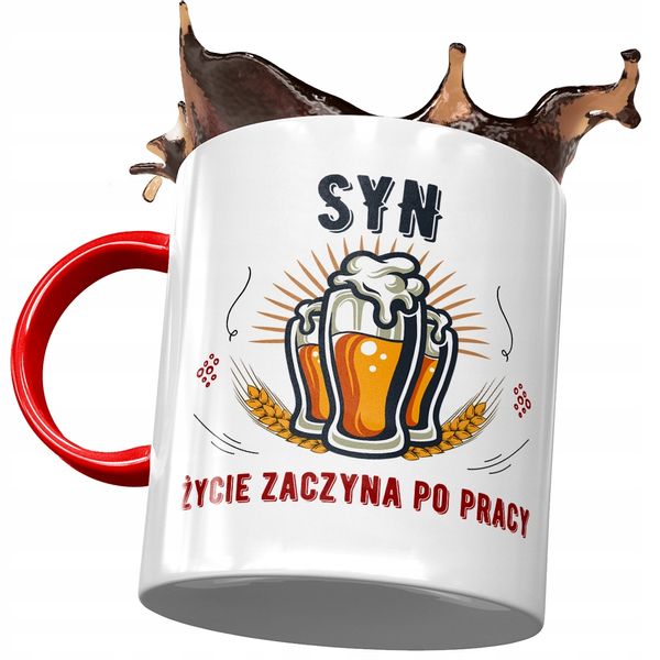 Kubek Czerwony Dla Syna Na Dzień Dziecka Prezent Z Nadrukiem Ze Zdjęciem zdjęcie 1